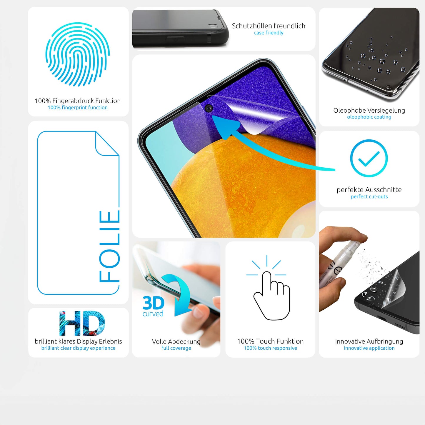 2x 3D Schutzfolie für Handydisplay